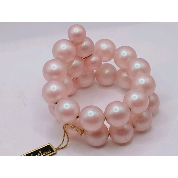 Vintage Richelieu Double Strand Pink, Metallic, Thick Beaded Bracelet with Tags! - Picture 4 of 9